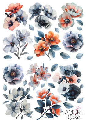 Наклейки переводные для свечей и декора Цветы из каталога Наклейки декупажные для декора свечей, яиц, изделий из гипса, в интернет-магазине BPW.style